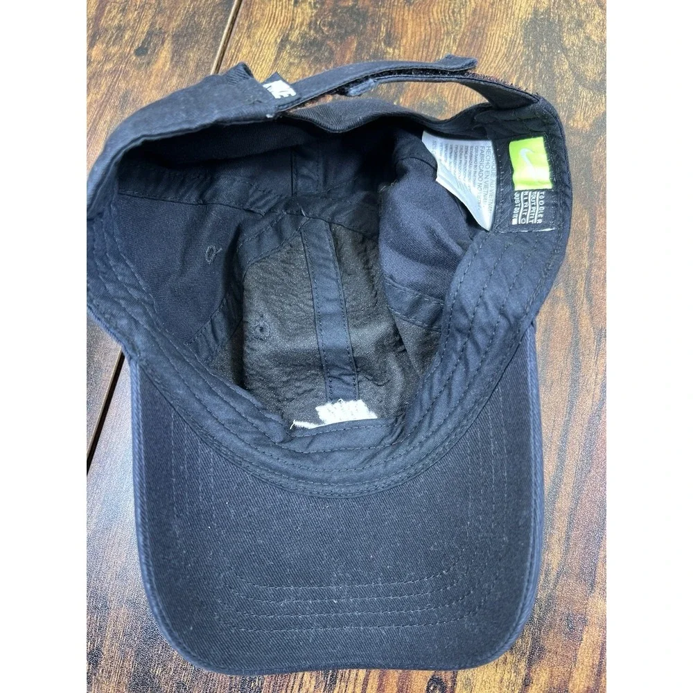 Toddler Nike Black Adjustable Baseball Cap Hat White Swoosh Logo Unisex 2t-4t